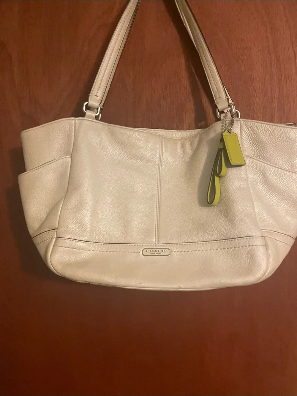 Large Coach Leather Shoulder Tote in Cream with Yellow Tag. Bundle and save!!!